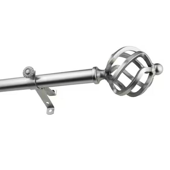 Rod Desyne 13/16-in Twist 48-in to 84-in Satin Nickel Steel  Rod Desyne Twist 13/16 in Adjustable Single Curtain Rod Satin Nickel 48 to 84 in
